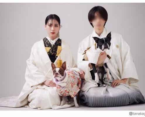 愛犬との家族写真