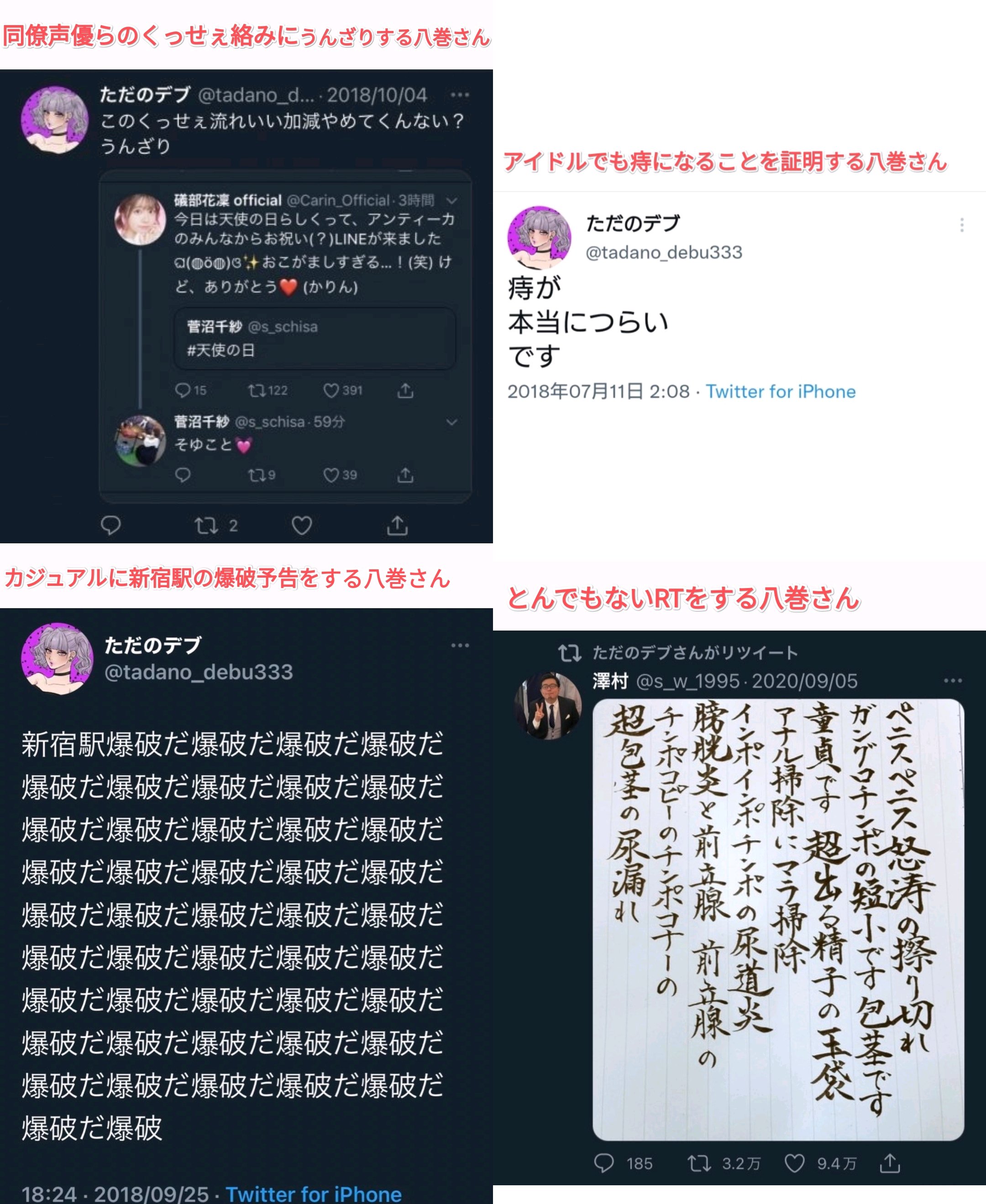 八巻アンナの裏垢の魚拓画像まとめ⑤